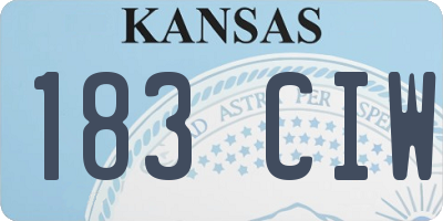 KS license plate 183CIW