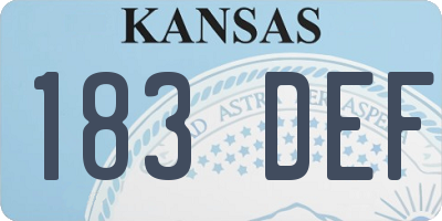 KS license plate 183DEF