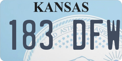 KS license plate 183DFW