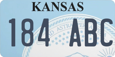 KS license plate 184ABC