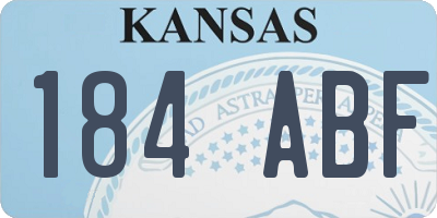 KS license plate 184ABF