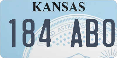 KS license plate 184ABO