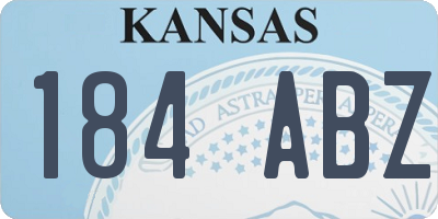 KS license plate 184ABZ