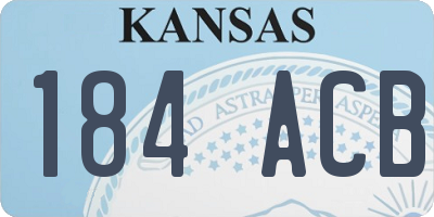 KS license plate 184ACB