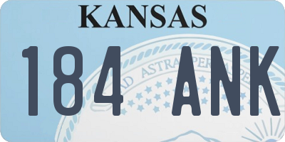 KS license plate 184ANK