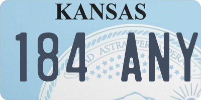 KS license plate 184ANY