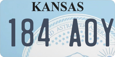 KS license plate 184AOY