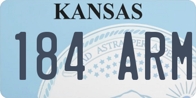 KS license plate 184ARM