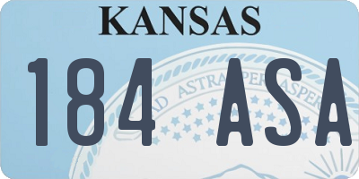 KS license plate 184ASA