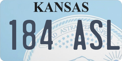 KS license plate 184ASL