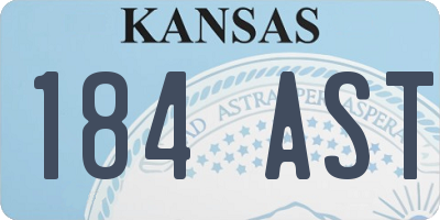 KS license plate 184AST
