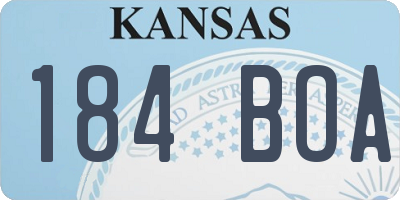 KS license plate 184BOA