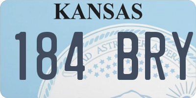 KS license plate 184BRY