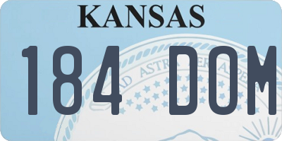 KS license plate 184DOM