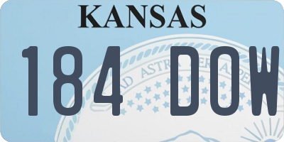 KS license plate 184DOW