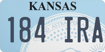 KS license plate 184IRA