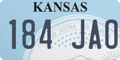 KS license plate 184JAO