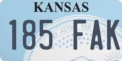 KS license plate 185FAK