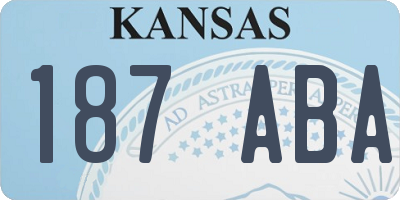 KS license plate 187ABA