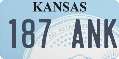 KS license plate 187ANK