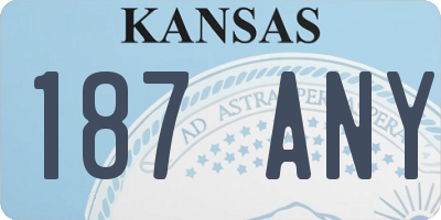 KS license plate 187ANY
