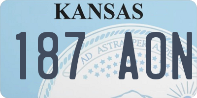 KS license plate 187AON