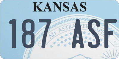 KS license plate 187ASF