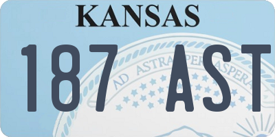KS license plate 187AST