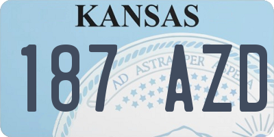 KS license plate 187AZD
