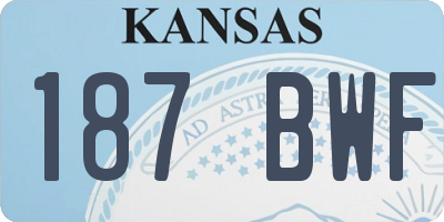 KS license plate 187BWF