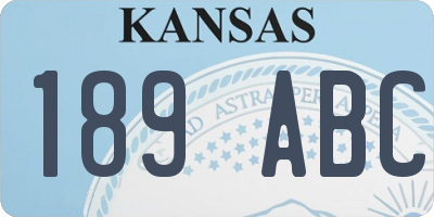 KS license plate 189ABC