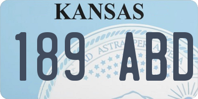 KS license plate 189ABD