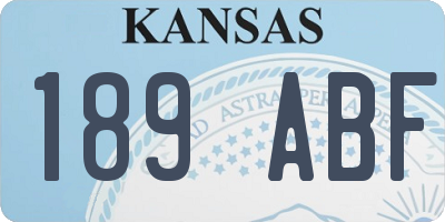 KS license plate 189ABF