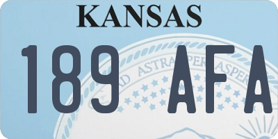 KS license plate 189AFA