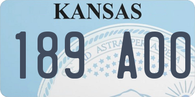 KS license plate 189AOO