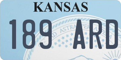 KS license plate 189ARD