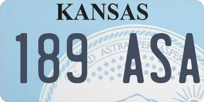 KS license plate 189ASA