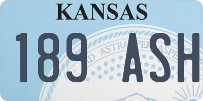 KS license plate 189ASH