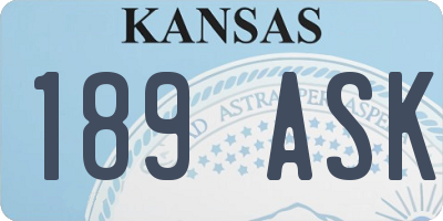 KS license plate 189ASK