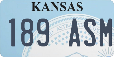 KS license plate 189ASM