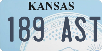 KS license plate 189AST