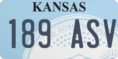 KS license plate 189ASV