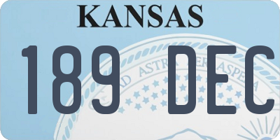 KS license plate 189DEC