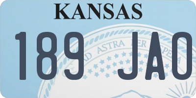 KS license plate 189JAO