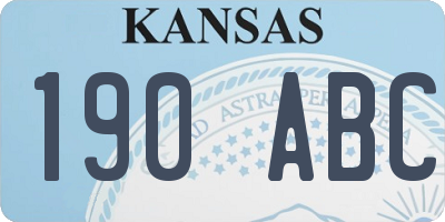 KS license plate 190ABC