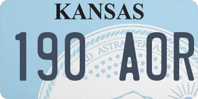 KS license plate 190AOR