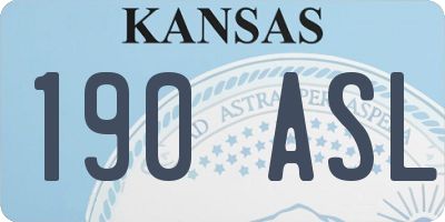 KS license plate 190ASL