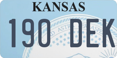 KS license plate 190DEK