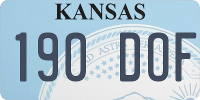 KS license plate 190DOF