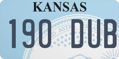 KS license plate 190DUB